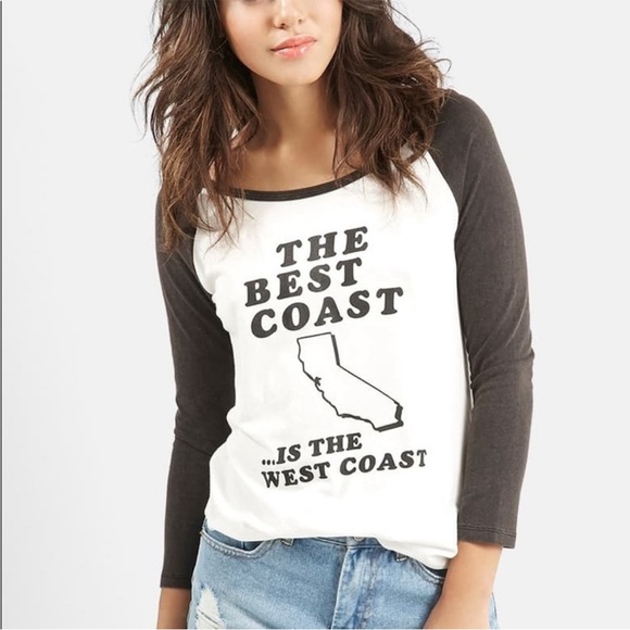Kendall & Kylie Tops - 28. KENDALL + KYLIE FOR TOPSHOP Best Coast Raglan Graphic Tee 8 M